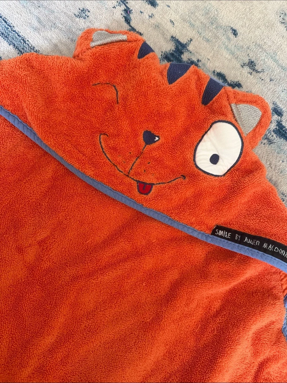 Children's Orange Hooded Bath Towel with Animal Face